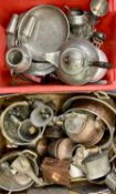 ANTIQUE & LATER MIXED METALWARE COLLECTION, to include beaten pewter tea service, similar