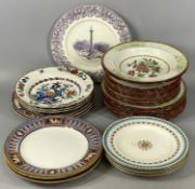 19TH CENTURY COPELAND SPODE PART DINNER SERVICE, nine 26cms (diam.) plates, ten 23cms (diam.)
