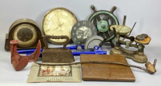 MIXED COLLECTABLES GROUP, to include wall and mantel clocks, set of pipe benders, small ships/boat