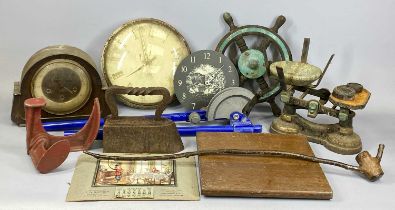 MIXED COLLECTABLES GROUP, to include wall and mantel clocks, set of pipe benders, small ships/boat