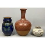 THREE ITEMS OF 20TH CENTURY CERAMICS, Daniko Danish Studio Pottery vase, decorated with flowers on a