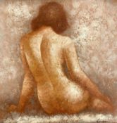 ‡ EDWARD BARTON (American 1926-2012) oil on canvas - half-length portrait of a seated nude female