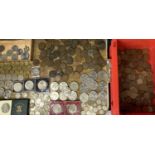 COLLECTION OF BRITISH COINS, including commemorative crowns, pre-decimal pennies, half-pennies and