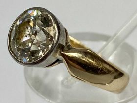 1.5CT DIAMOND SOLITAIRE RING, unmarked untested probably Continental gold, round brilliant in a