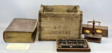 VARIOUS VINTAGE FURNISHING ITEMS including a vintage wooden twelve bottle crate, Sir Robert Burnette