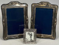 HALLMARKED SILVER PHOTOGRAPH FRAMES, a pair plus one other silver plated example, Sheffield 1993,