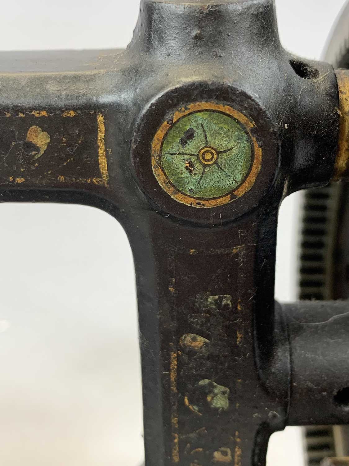 VICTORIAN CHILDS CAST IRON HAND SEWING MACHINE, crank with ceramic handle, 17cms (h) Provenance: - Image 4 of 4