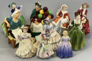 TEN ROYAL DOULTON LADY FIGURES including The Old Balloon Seller HN1315, The Apple Maid HN2160,