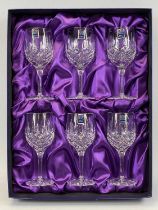 BOXED SET OF SIX ROYAL SCOT CRYSTAL WINE GLASSES Provenance: deceased estate Conwy