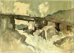 WILLIAM SELWYN (Welsh b. 1933) watercolour -entitled verso, 'Pont y Garth Dyffryn Mymbur 1989',