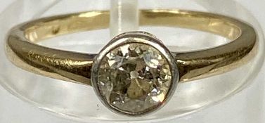 DIAMOND SOLITAIRE RING, unknown trace markings, untested probably Continental gold, 0.33ct round