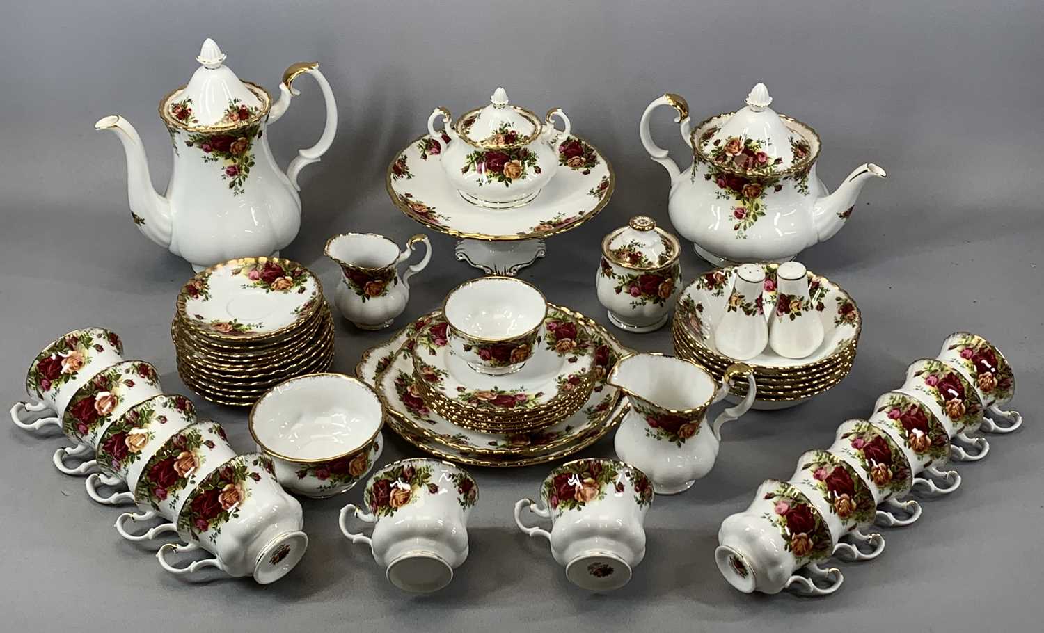 ROYAL ALBERT OLD COUNTRY ROSES PATTERN TEA & COFFEE SERVICE FOR SIX PERSONS, approx. 50 pieces