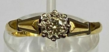18CT GOLD & PLATINUM ILLUSION SET SOLITAIRE DIAMOND RING, estimated 0.25ct diamond in coronet