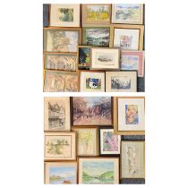 LARGE GROUP OF WATERCOLOURS MAINLY LOCAL ARTISTS, including Rhod Williams, Michael Linford, Peg