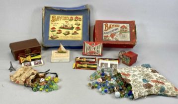 VINTAGE TOYS, a boxed Bayko no.1 building set, a Bayko boxed converting set, collection of glass