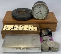 GROUP OF MIXED COLLECTABLES - vintage Smiths dashboard clock, 9cms (diam.), various commemorative