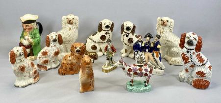 COLLECTION OF STAFFORDSHIRE CERAMICS 19th Century and later, including pair of cream glazed seated
