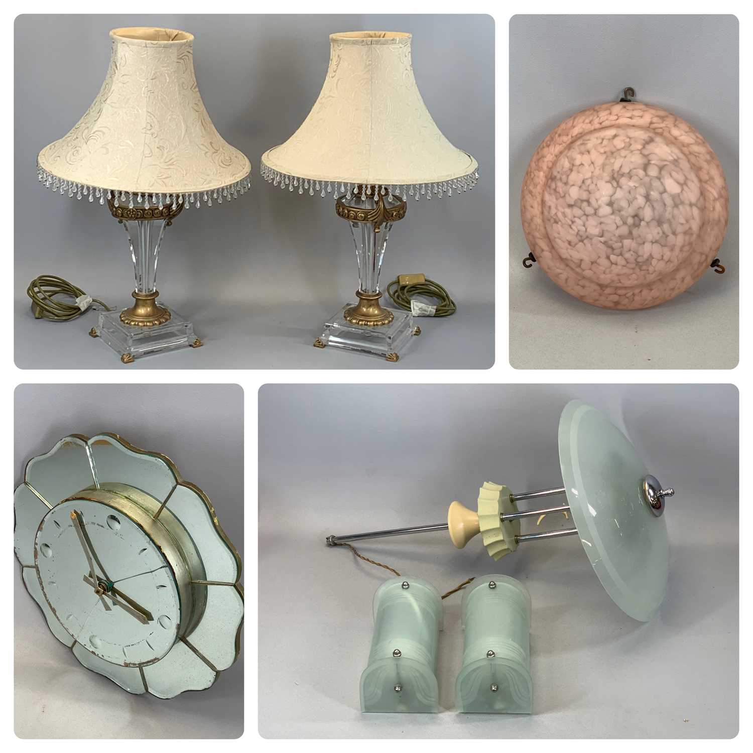 MIXED LIGHTING GROUP & OTHER ITEMS including perspex table lamps, a pair, with fringed fabric - Image 8 of 14