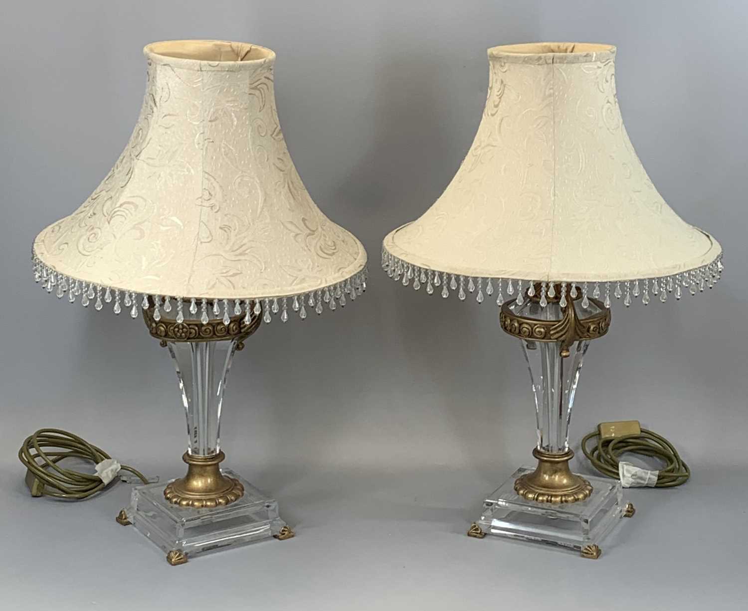 MIXED LIGHTING GROUP & OTHER ITEMS including perspex table lamps, a pair, with fringed fabric - Image 9 of 14