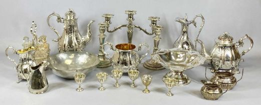 MIXED VICTORIAN & LATER EPNS TABLEWARE to include a good bright cut four piece tea service,