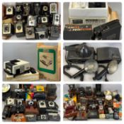 LARGE COLLECTION OF VINTAGE PHOTOGRAPHIC ITEMS, including Bellow, Box and later cameras, flashes,