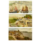 THREE WATERCOLOURS (BRITISH LATE 19TH/EARLY 20TH CENTURY), Nora Hartley, harbour view with boats,