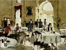 JOHN YARDLEY RI (b. 1933) watercolour - entitled verso "The Pump Room Bath", signed lower left