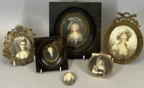 SIX 18TH & 19TH CENTURY PORTRAIT MINIATURES, believed all painted on ivory slips, all individually