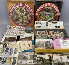 GROUP OF MIXED COLLECTABLES, including antique and vintage postcards, cigarette and tea cards, two