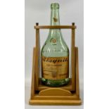 WOODEN BRANDY DISPENSER 20th Century, holding a large Bisquit VSOP Champagne bottle (empty),