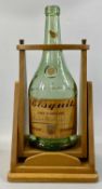 WOODEN BRANDY DISPENSER 20th Century, holding a large Bisquit VSOP Champagne bottle (empty),