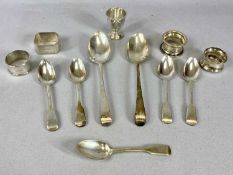 TWELVE ITEMS OF SMALL SILVER George III and later, comprising pair of tablespoons London 1799, Peter