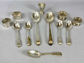 TWELVE ITEMS OF SMALL SILVER George III and later, comprising pair of tablespoons London 1799, Peter