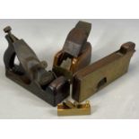 VINTAGE WOOD WORKING TOOLS, Norris of London, a steel and wood plane, 22cms (l), a C & M brass faced