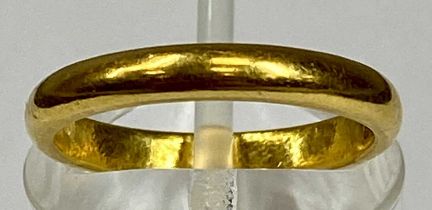 22CT GOLD WEDDING BAND, mid J-K, Birmingham date marked 1949, 3.6gms Provenance: deceased estate