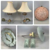 MIXED LIGHTING GROUP & OTHER ITEMS including perspex table lamps, a pair, with fringed fabric