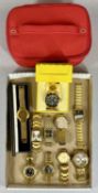 VARIOUS GENT'S GOLD PLATED FASHION WATCHES to include boxed Invicta Professional, Peers Hardy