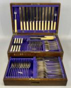 OAK CASED CANTEEN OF WILLIAM RODGERS CUTLERY, 75 pieces (some lacking), fitted lidded case with