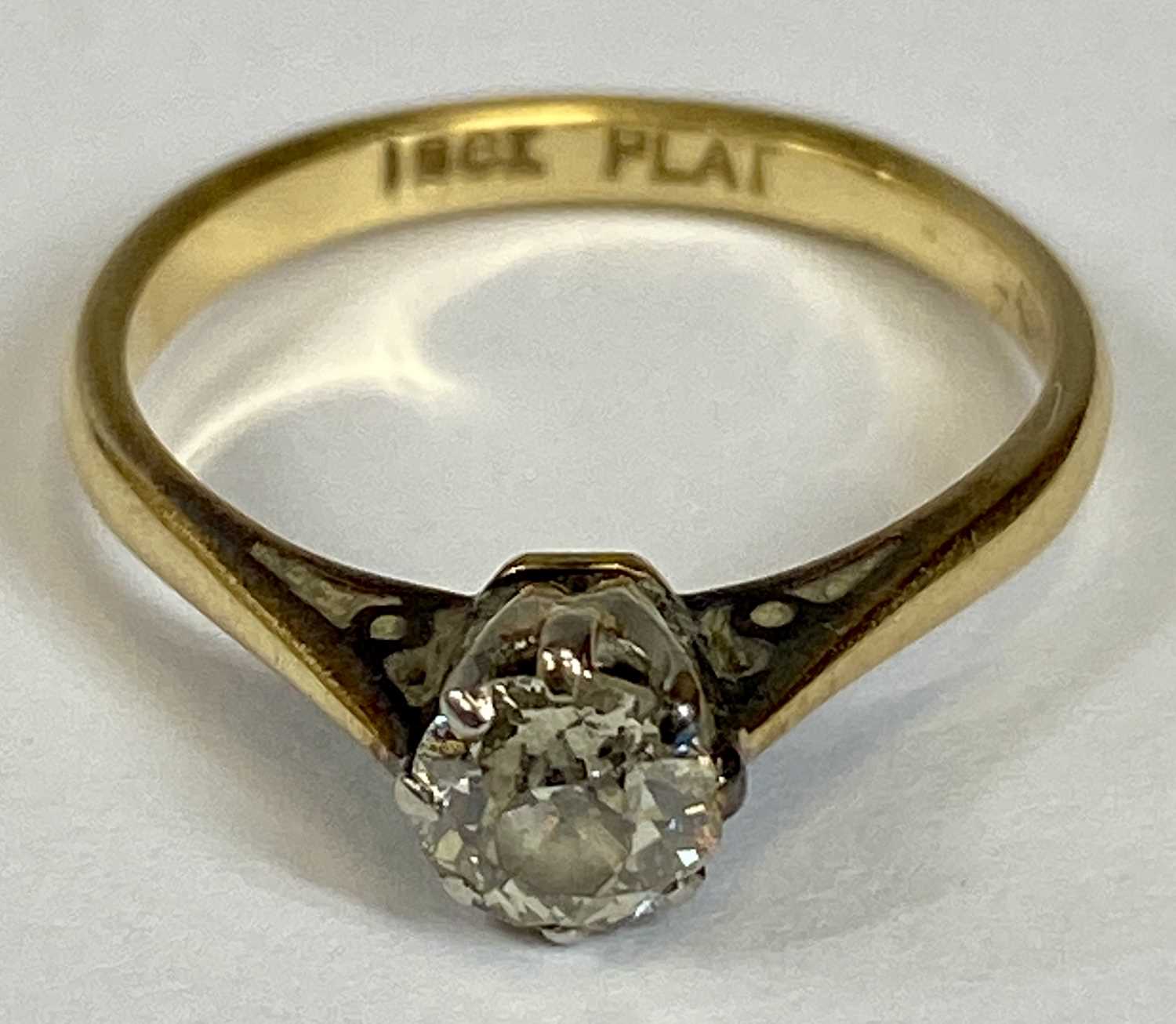 TWO 18CT GOLD DIAMOND SET RINGS, comprising claw mounted solitaire, 0.33ct round brilliant stamped - Image 2 of 4
