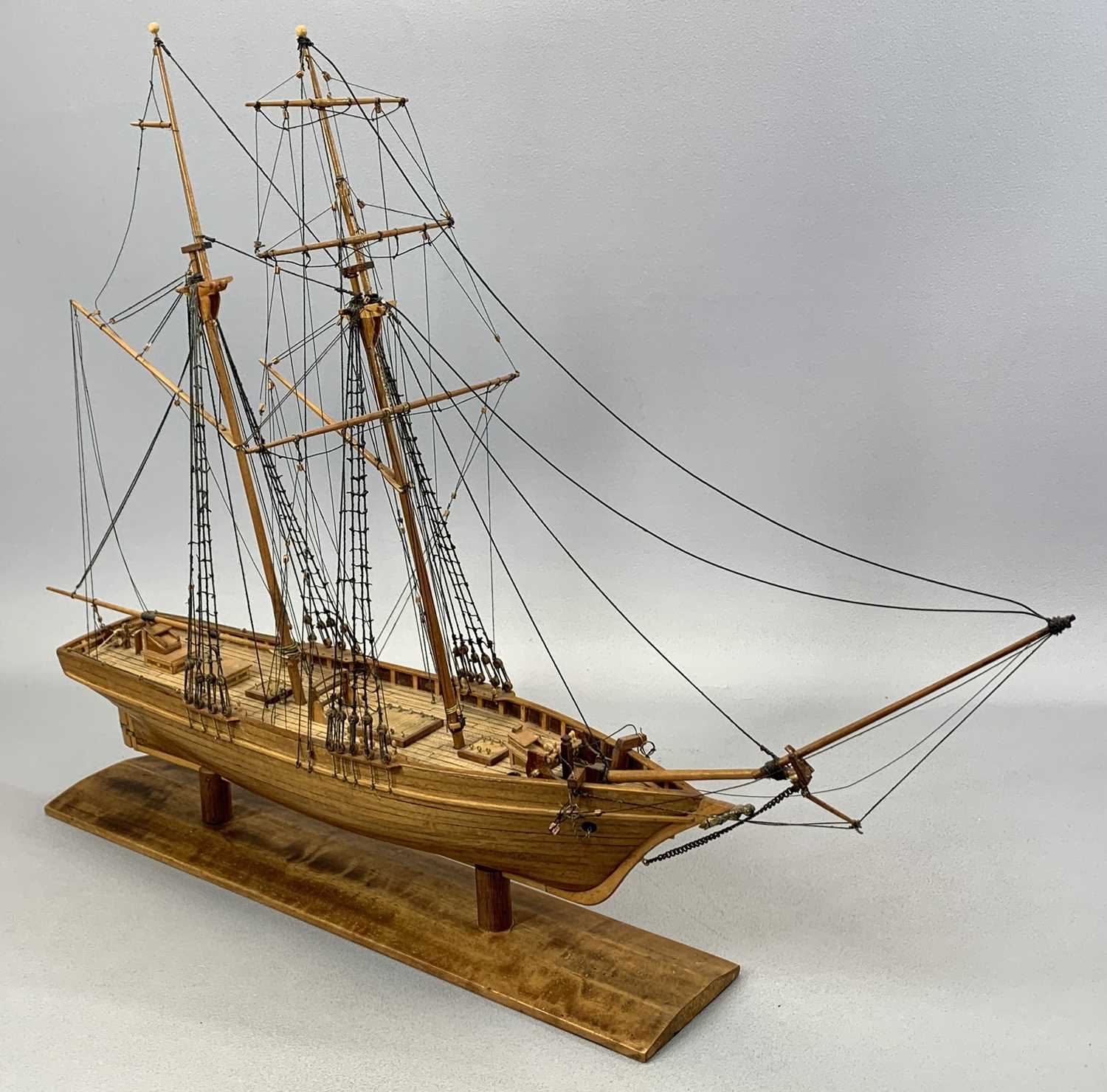 FOUR SCRATCH BUILT WOODEN SAILING VESSELS, three galleons, 68cms (h) the tallest and a Clipper ship, - Image 3 of 9