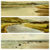 MICHAEL W. KING three watercolours - entitled verso, "Morning Values, Teifi Cardigan", signed