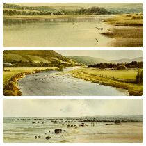 MICHAEL W. KING three watercolours - entitled verso, "Morning Values, Teifi Cardigan", signed