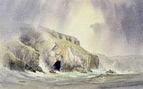 DAVID BELLAMY watercolour - entitled verso "St. Non's Bay, Pembrokeshire", signed lower left, Albany