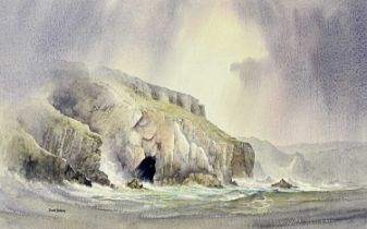 DAVID BELLAMY watercolour - entitled verso "St. Non's Bay, Pembrokeshire", signed lower left, Albany