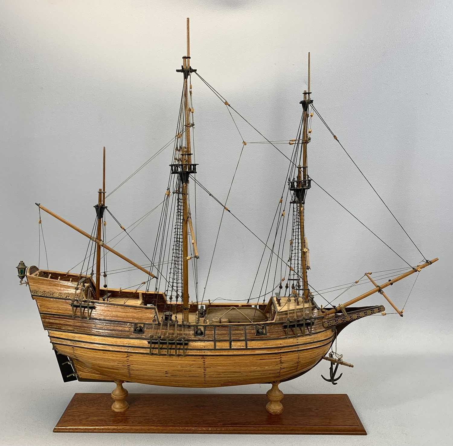 FOUR SCRATCH BUILT WOODEN SAILING VESSELS, three galleons, 68cms (h) the tallest and a Clipper ship, - Image 4 of 9