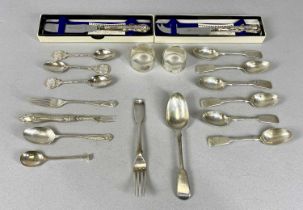 HALLMARKED SILVER CUTLERY & NAPKIN RINGS COLLECTION, 17 and 2 respectively, including a matched