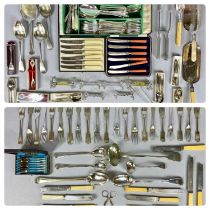 VICTORIAN & LATER CUTLERY being a large selection, cased and loose to include basting spoons,