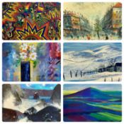 VARIOUS ARTISTS GROUP OF CONTEMPORARY PICTURES, Meirion oil on canvas abstract signed lower right,