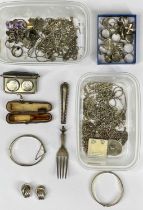 SILVER JEWELLERY & OTHER COLLECTABLES, 188gms of marked silver to include twenty various chains,