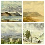 VARIOUS ARTISTS, four watercolours, Pete Hollis watercolour titled verso "Tan y Grisiau", signed